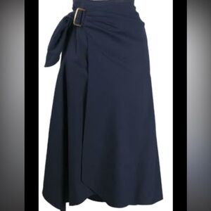 Vince Asymmetrical Navy Skirt with Belt
